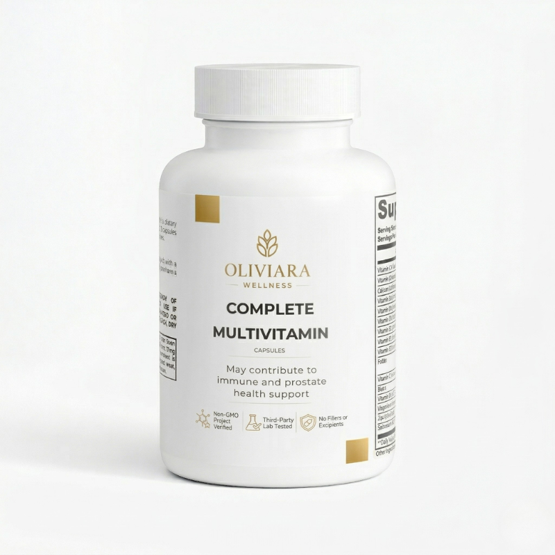 Oliviara Wellness Complete Multivitamin bottle on a white background