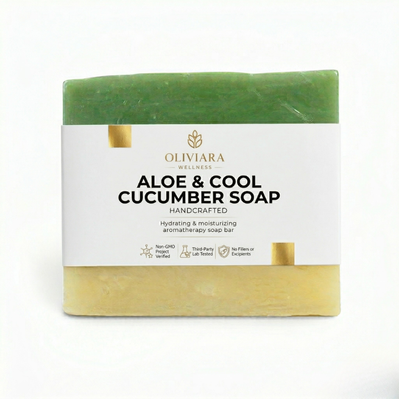 Oliviara Wellness™ Aloe & Cool Cucumber Soap – Hydrate, Soothe & Revitalize