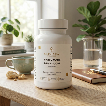 Oliviara Wellness™ Lion’s Mane Mushroom Capsules – Focus, Cognitive Health & Energy