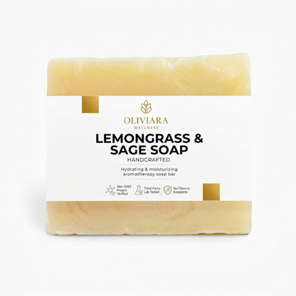 Oliviara Wellness™ Lemongrass & Sage Soap – Refresh, Balance & Calm