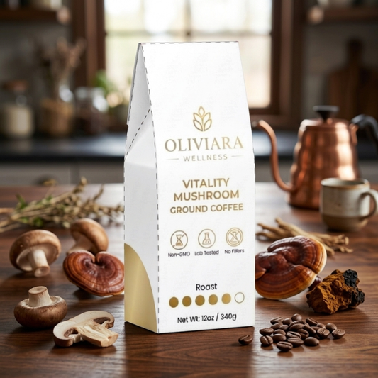 Oliviara Wellness™ Vitality Mushroom Coffee – Energy, Focus & Balance