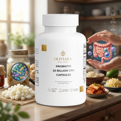 Oliviara Wellness™ Daily Probiotic Capsules – Digest, Balance & Protect