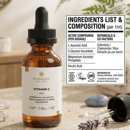 Oliviara Wellness™ Vitamin C Serum – Brightening, Hydration & Radiance