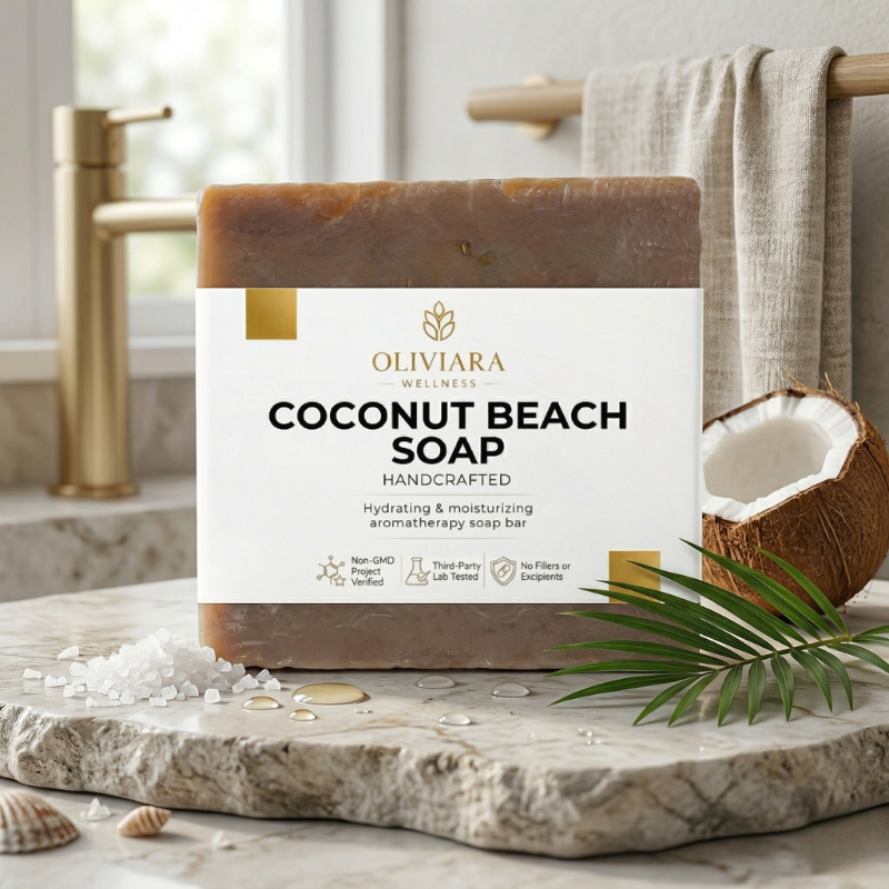 Oliviara Wellness™ Coconut Beach Soap – Hydration, Nourishment & Tropical Glow