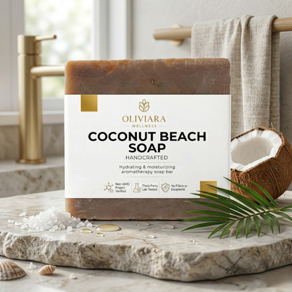 Oliviara Wellness™ Coconut Beach Soap – Hydration, Nourishment & Tropical Glow