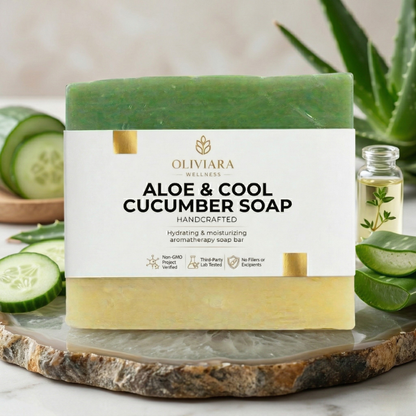 Oliviara Wellness™ Aloe & Cool Cucumber Soap – Hydrate, Soothe & Revitalize