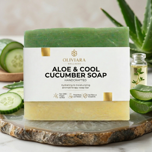 Oliviara Wellness™ Aloe & Cool Cucumber Soap – Hydrate, Soothe & Revitalize