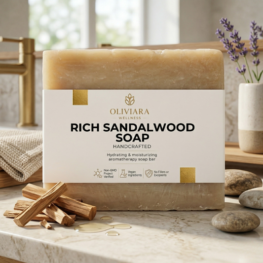 Oliviara Wellness™ Rich Sandalwood Soap – Nourish, Soothe & Indulge