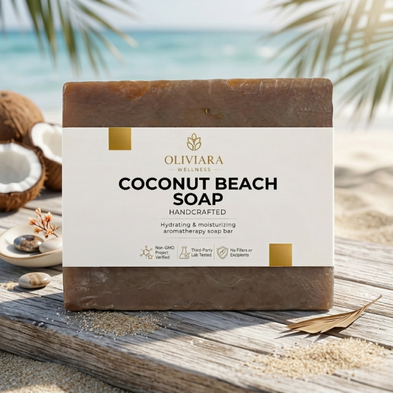 Oliviara Wellness™ Coconut Beach Soap – Hydration, Nourishment & Tropical Glow