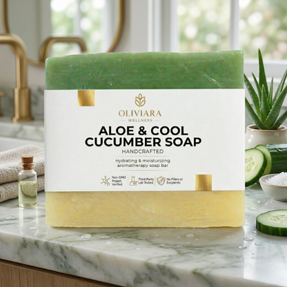 Oliviara Wellness™ Aloe & Cool Cucumber Soap – Hydrate, Soothe & Revitalize