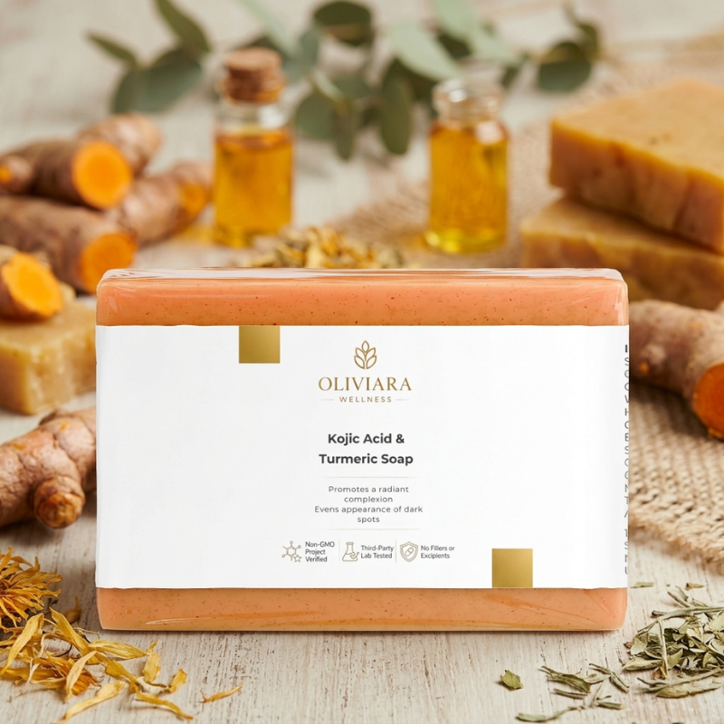 Oliviara Wellness™ Kojic Acid & Turmeric Soap – Brighten, Nourish & Glow