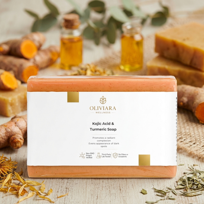 Oliviara Wellness™ Kojic Acid & Turmeric Soap – Brighten, Nourish & Glow