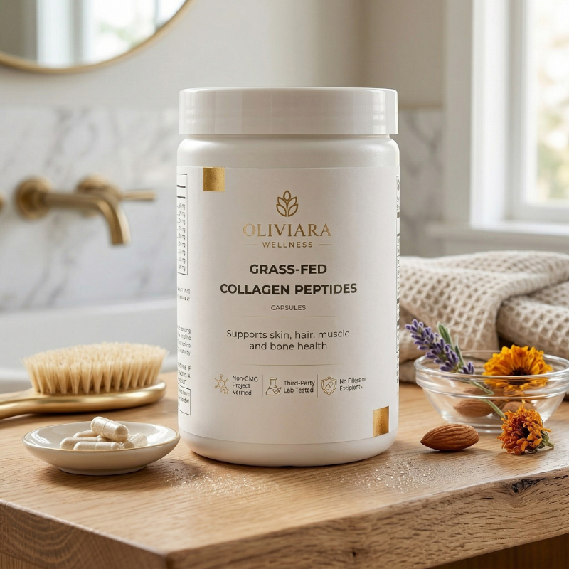 Oliviara Wellness™ Grass-Fed Collagen Peptide Powder (Chocolate) – Strength, Glow & Vitality