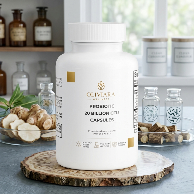 Oliviara Wellness™ Daily Probiotic Capsules – Digest, Balance & Protect