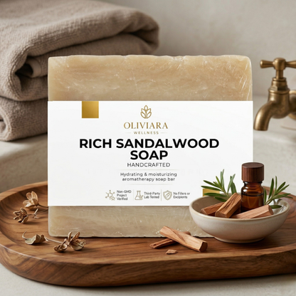 Oliviara Wellness™ Rich Sandalwood Soap – Nourish, Soothe & Indulge