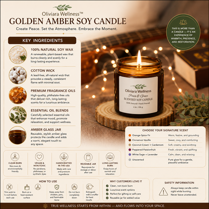 Oliviara Wellness™ Golden Amber Soy Candle