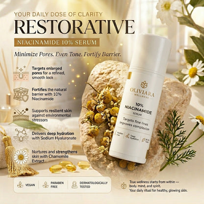 Oliviara Wellness™ 10% Niacinamide Serum – Pore Refinement, Hydration & Radiance