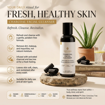 Oliviara Wellness™ Charcoal Facial Cleanser – Purify, Refresh & Hydrate