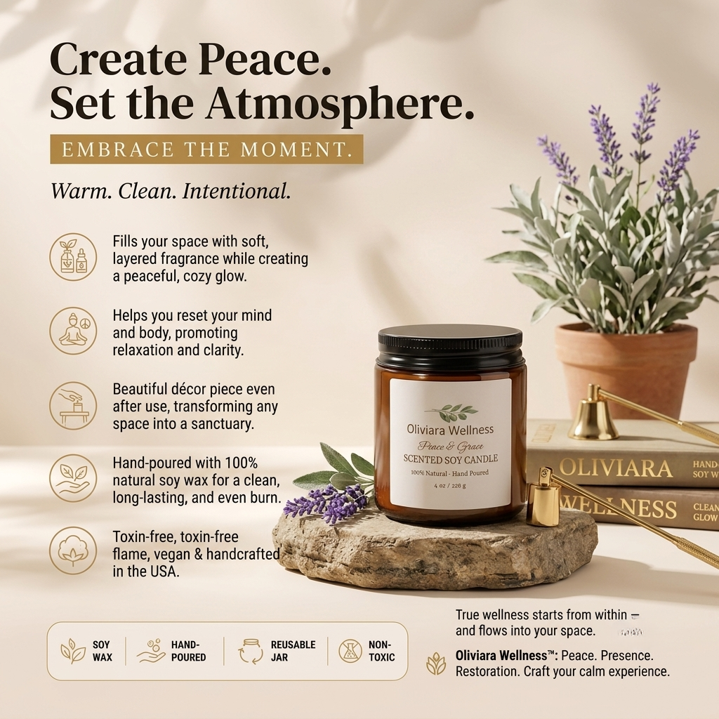 Oliviara Wellness™ Golden Amber Soy Candle