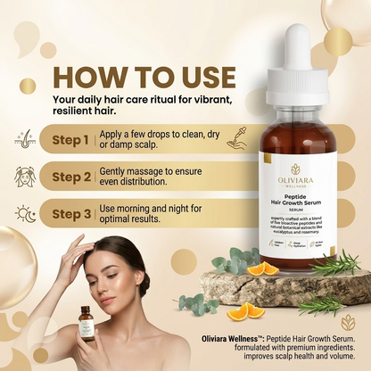 Oliviara Wellness™ Peptide Hair Growth Serum – Thicker, Fuller & Nourished Hair