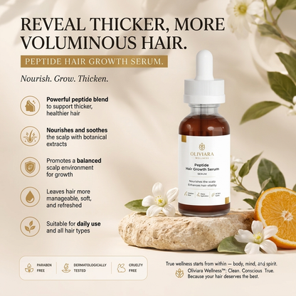 Oliviara Wellness™ Peptide Hair Growth Serum – Thicker, Fuller & Nourished Hair