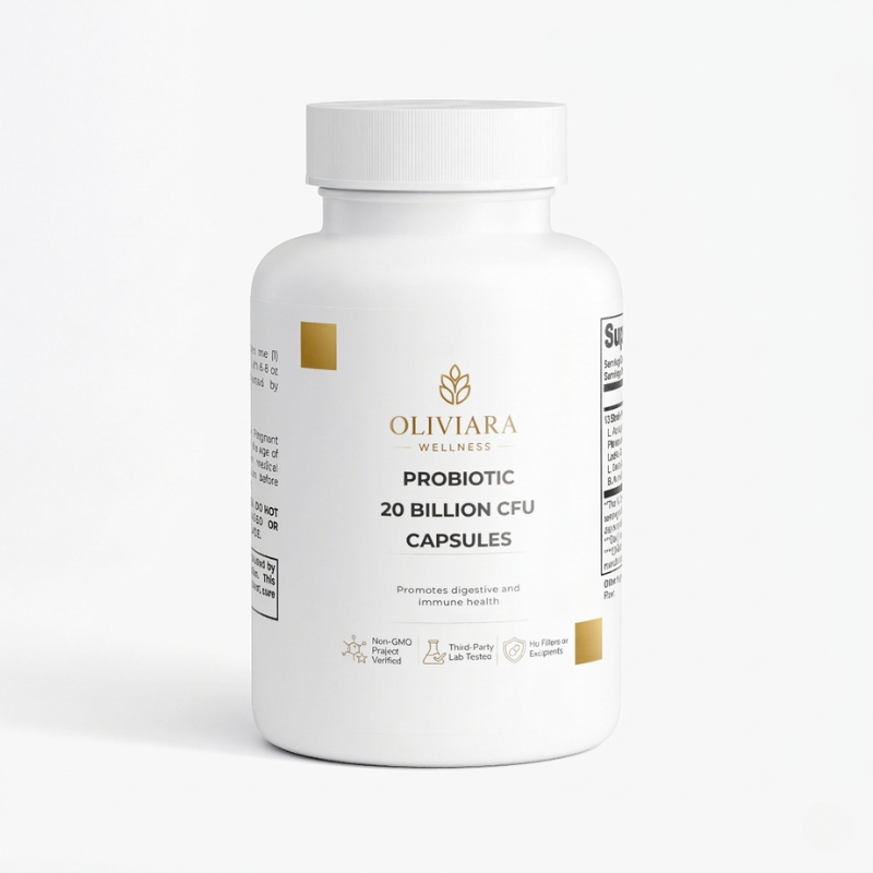 Oliviara Wellness™ Daily Probiotic Capsules – Digest, Balance & Protect